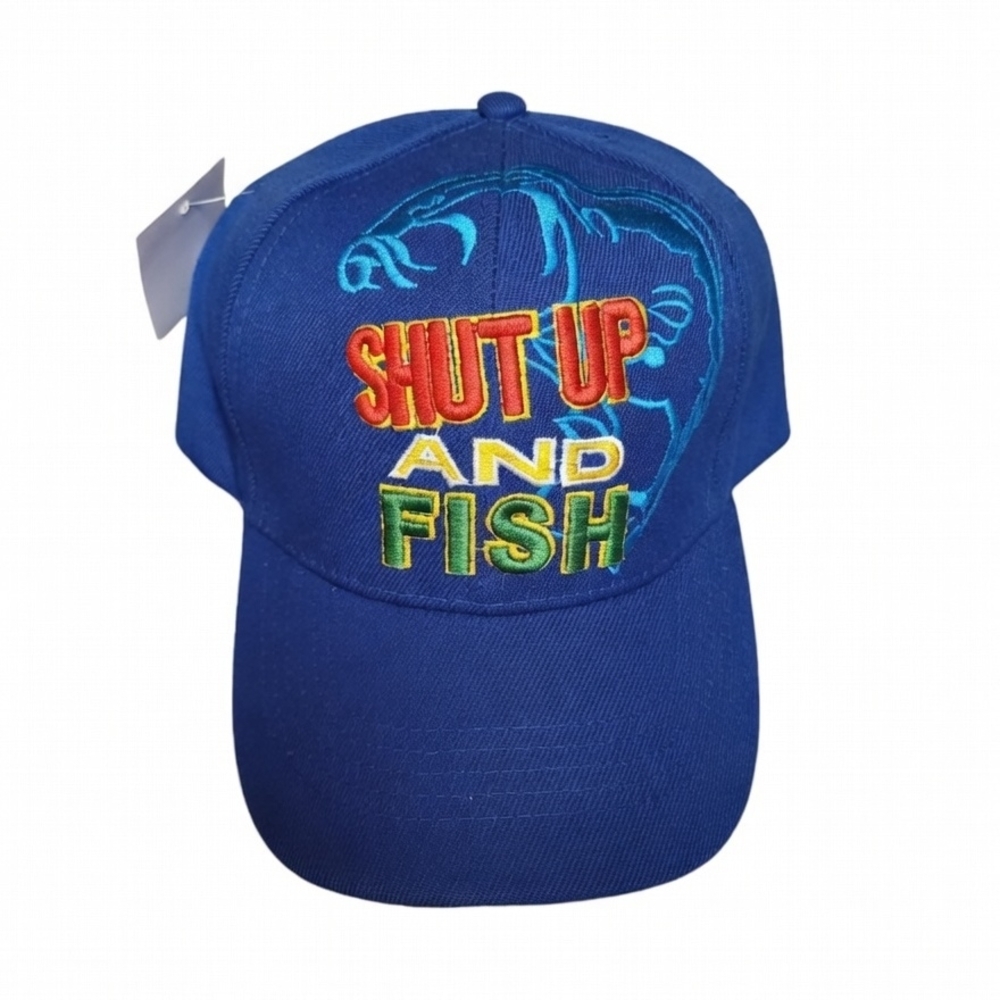 shut up and fish unisex Casual  baseball cap with " embroidery- script